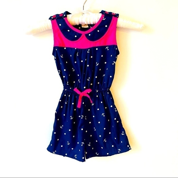 Nautical polka dot anchor romper size 4 - Picture 1 of 5